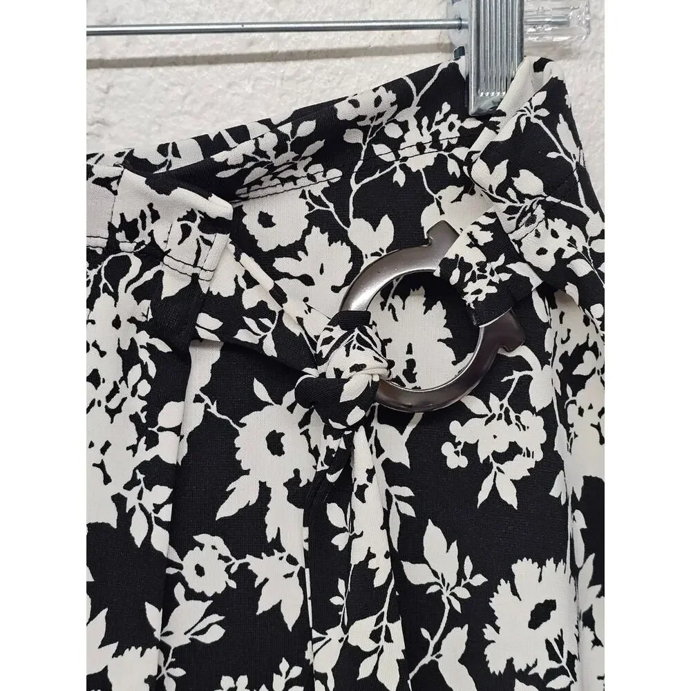 Liz Claiborne Floral Wrap Skirt Sz L Dark Cottagecore Fairy Grunge Liquid Knit
